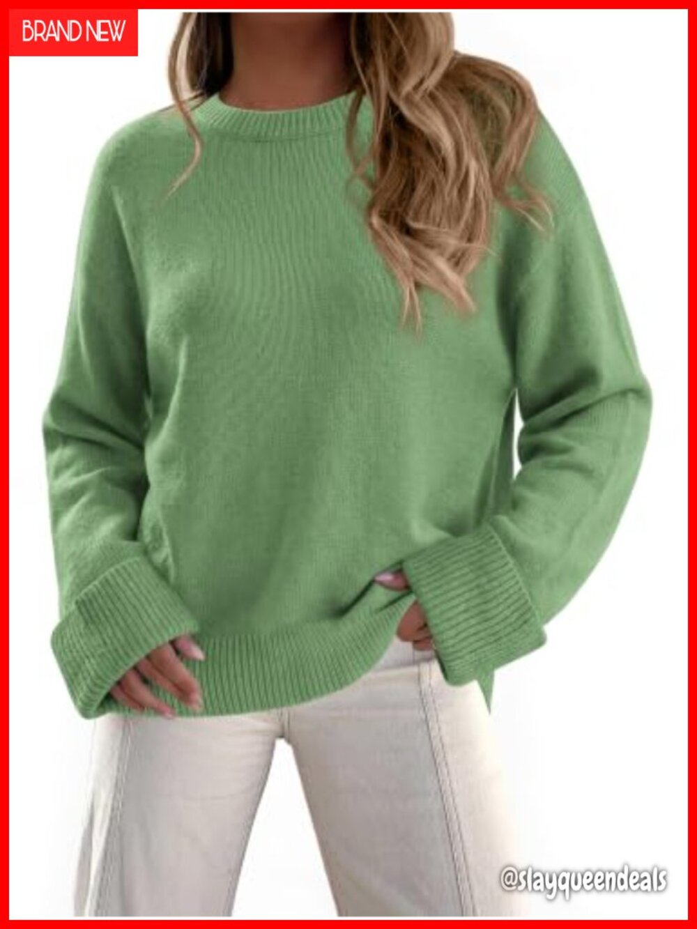 Oversized Cable Knit Sweater Crew Neck Balloon Sleeve Pullover